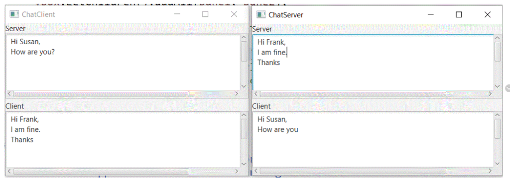 ADVANCED JAVA PROGRAMMING Write a program that enables two users to chat.
