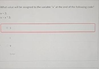  What value will be assigned to the variable 'x' at the
