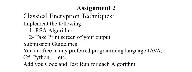  Implement the Algorithm using Python Assignment 2 Classical Encryption Techniques: Implement