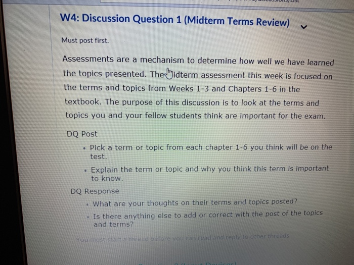 The class is Intro computer applications, and technology W4: Discussion Question 1