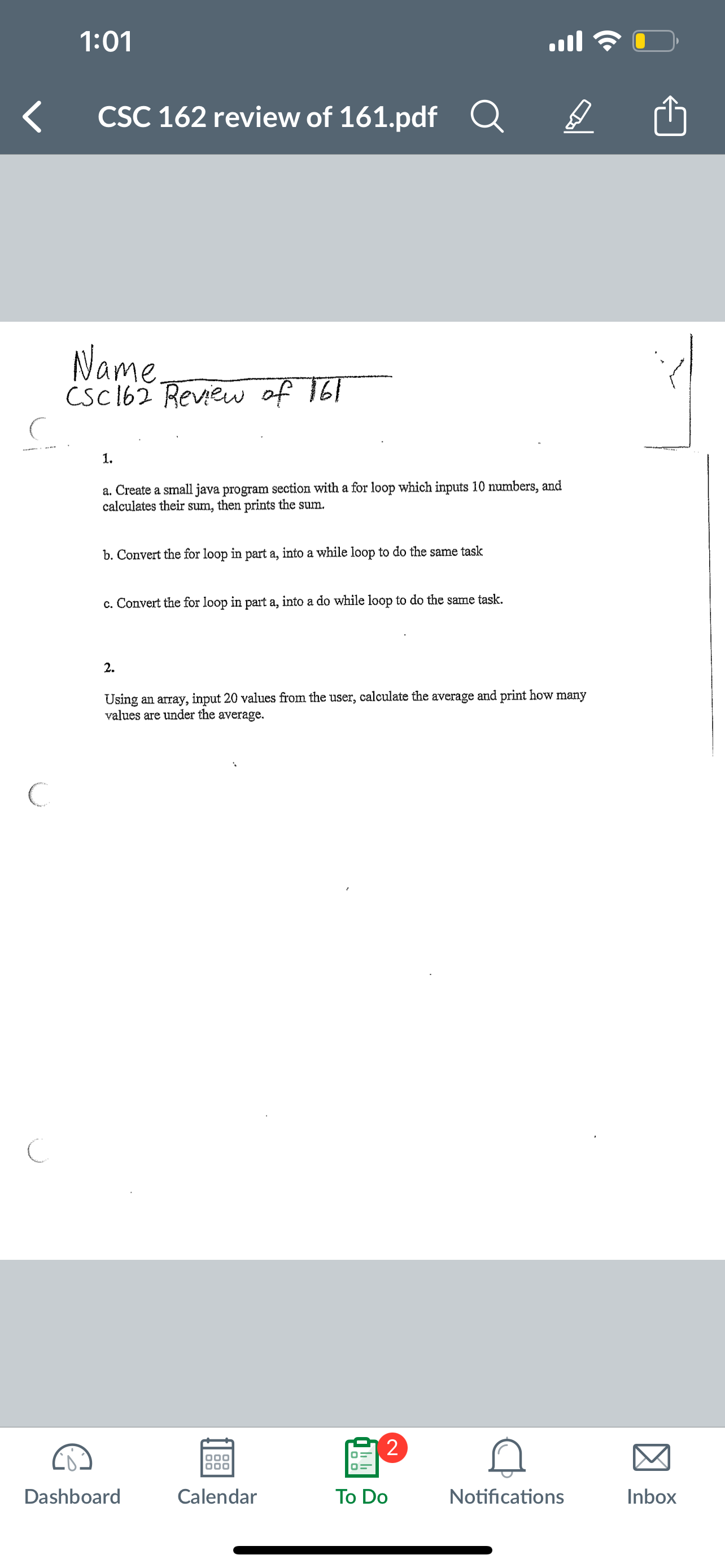  a. Create a small java program section with a for loop