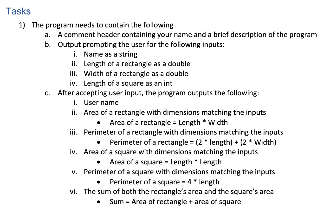 Complete Tasks in C sharp (C#): The program needs to contain the