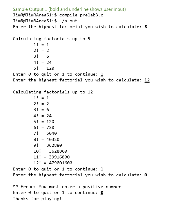 loops Do/while loops Switch Description For the prelab assignment, you may not
