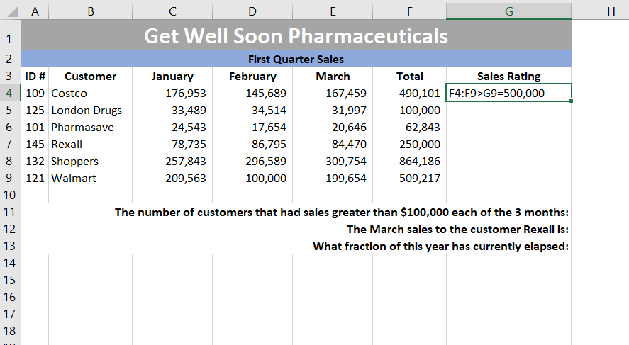  23. Create a formula in cell G4 that determines the sales