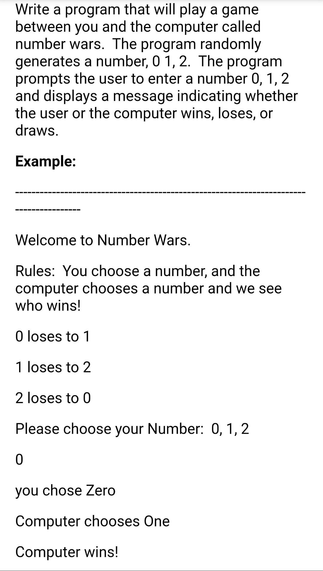  I need this in Java Write a program that will play