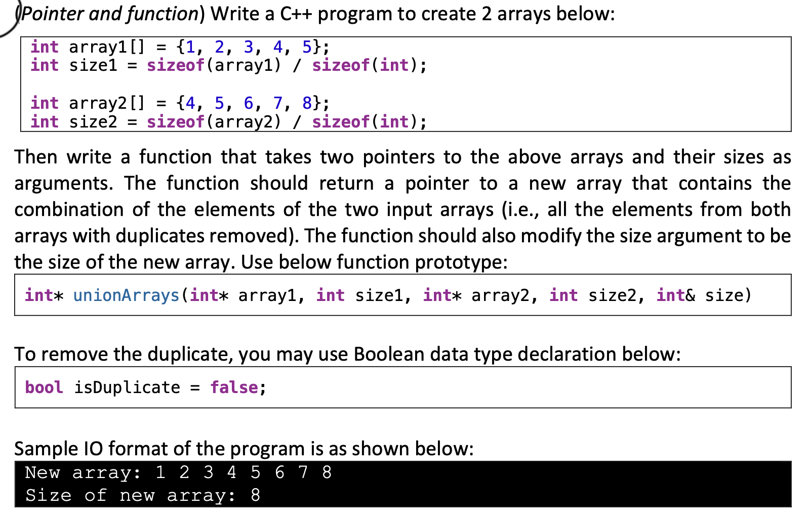  Write a C++ program to create 2 arrays below: int array1[]={1,2,3,4,5};