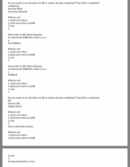 Submit orders.c (Note: you wil be dynamically allocating memory for this problem.