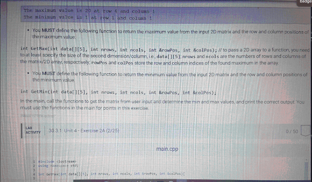 a program that takes the input of a 2D matrix from the