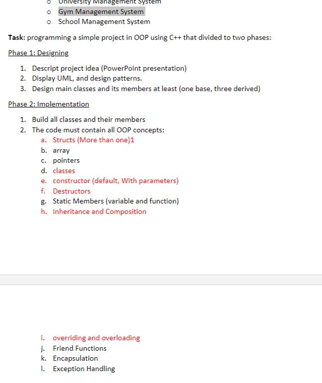  Gym Management System Task: programming a simple project in OOP using