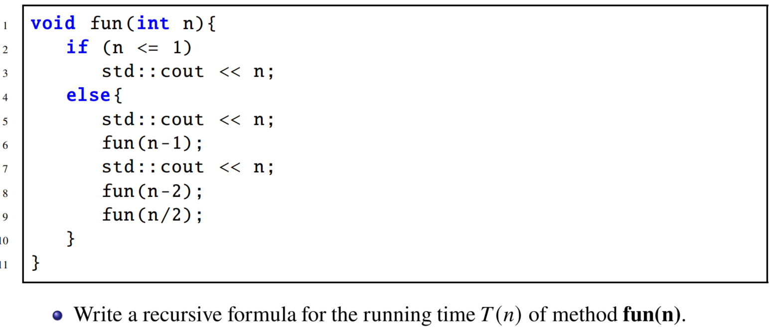  void fun (int n){ if (n1) std: : cout n-2T(n); fun