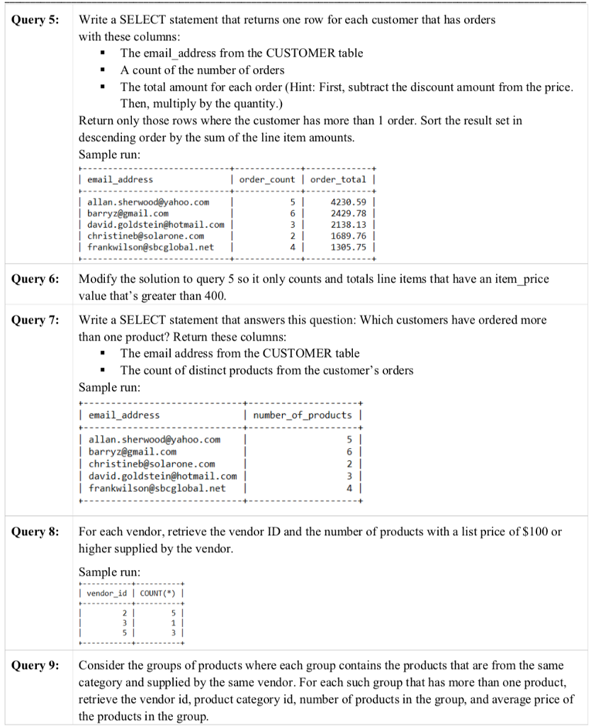 the use of the aggregate functions. These functions combine all the results