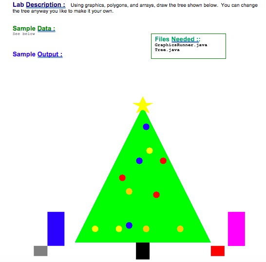 Lab Description: Using graphics, polygons, and arrays, draw the tree shown