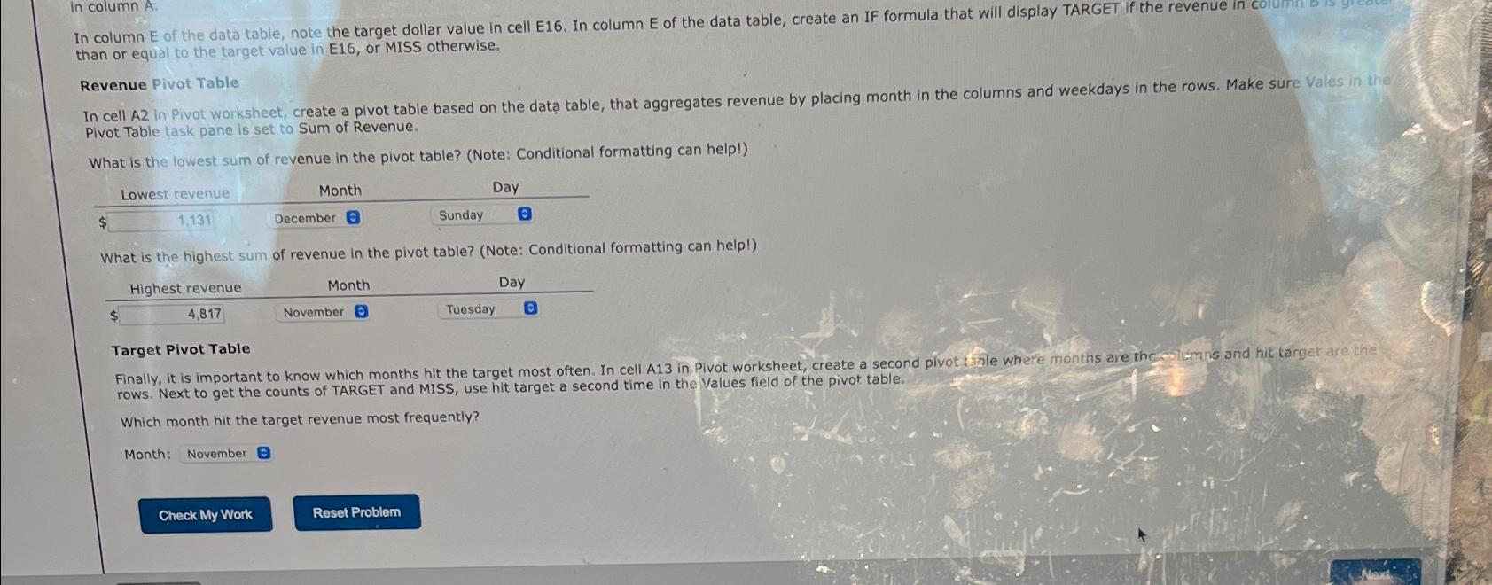  in column A. In column E of the data table, note