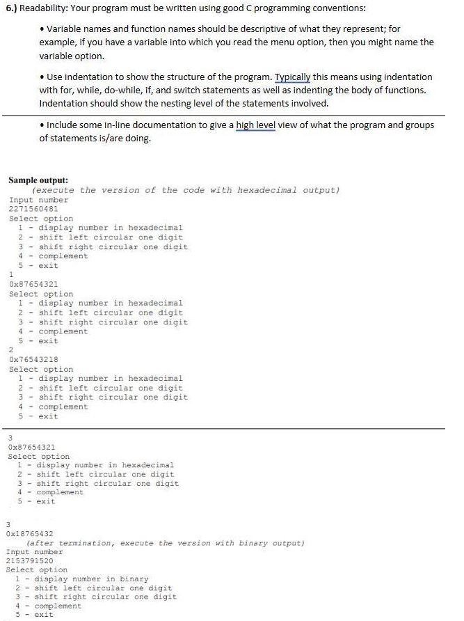 thank you) 1. A listing of your program (.c and .h files).