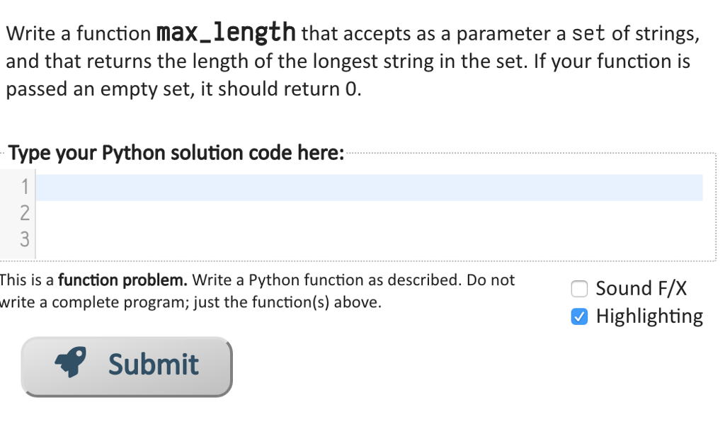 Python! Write a function max_length that accepts as a parameter a set