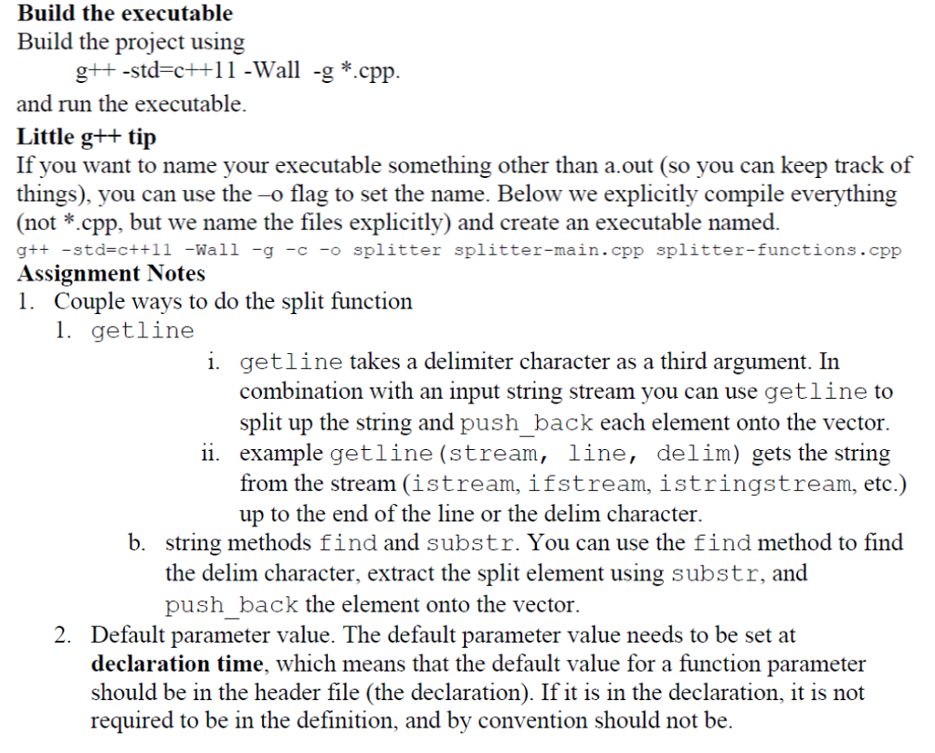 three new files to the project: splitter-main.cpp splitter-functions.cpp splitter functions.h Make a