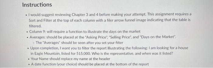  Create the following Excel sheet please Instructions - I would suggest