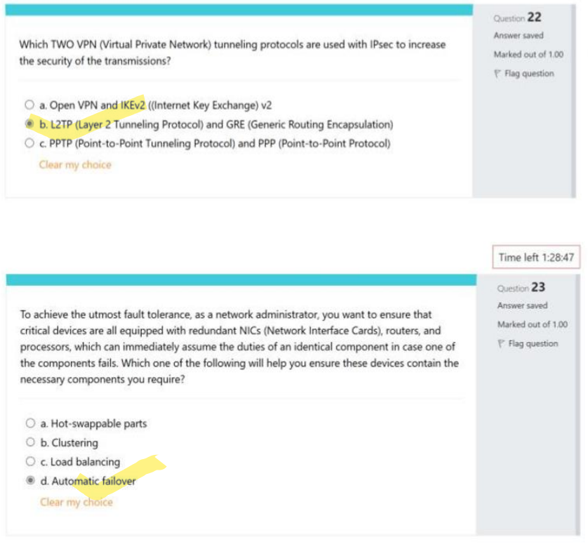 Which TWO VPN (Virtual Private Network) tunneling protocols are used with