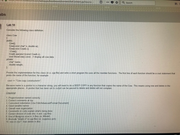  com/webapps/blackbourd/content /istContent sp?courseSearch abs Lab 10 Consider the following class definition: