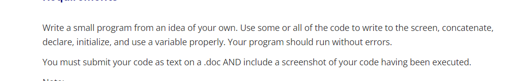  Write a small program from an idea of your own. Use