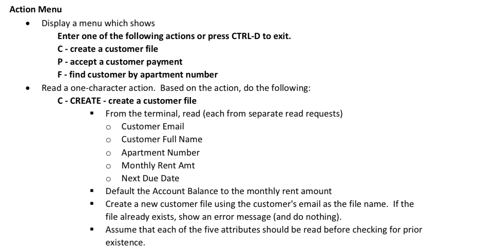 #!/bin/bash #echos the menu of commands echo "Enter one of the following