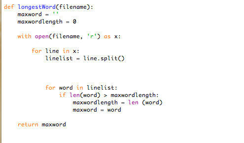 Writing a function in python that finds the longest word in a