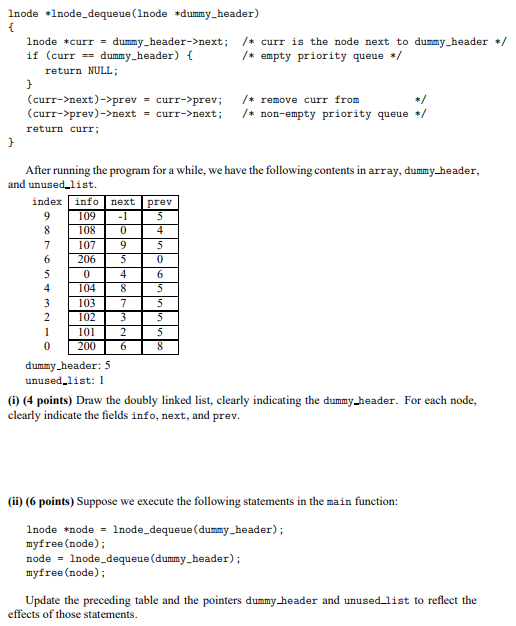 following structure: typedef structgeneric_node int info struct -generic_node next; struct -generic_node *prev;