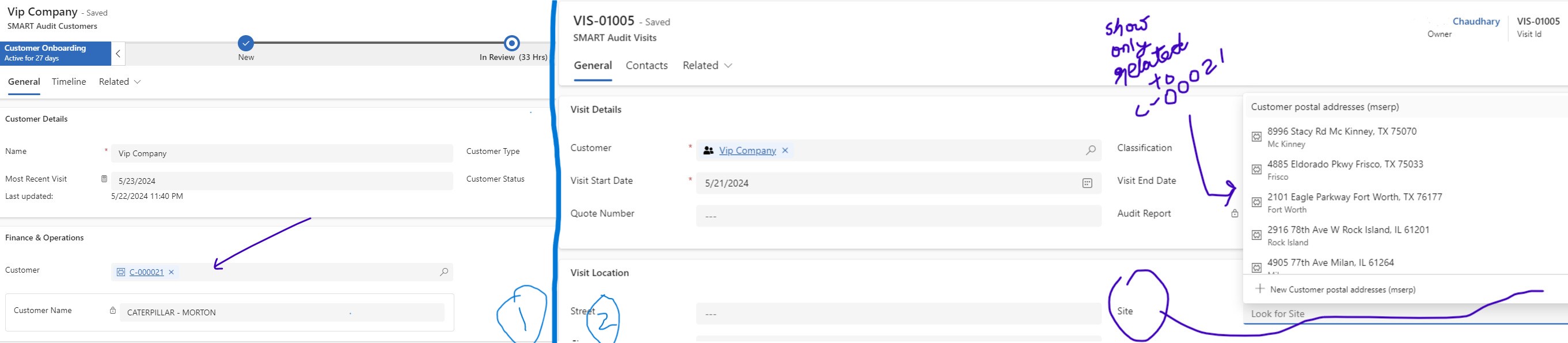  In model driven app, I have SMART Audit Visits table and