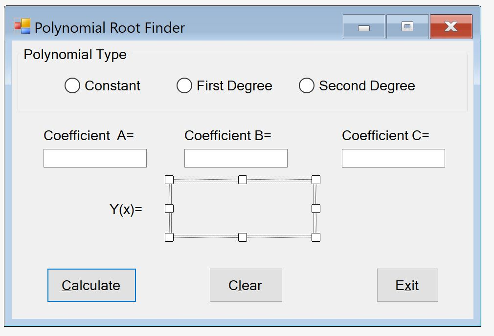 Visual Basic Windows Forms Application for polynomial calculators I mostly need help