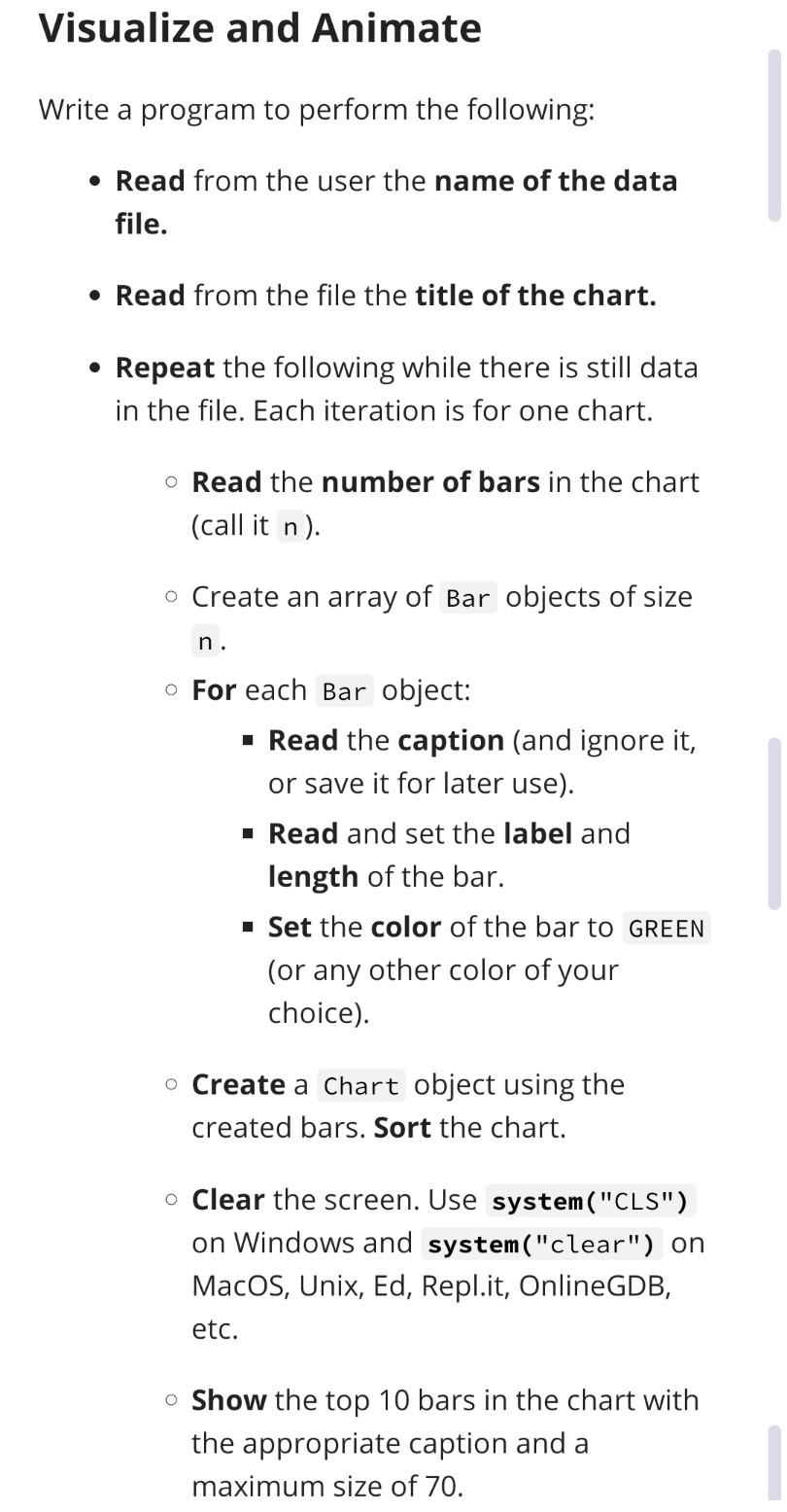 data from a file and display it using the Chart class you