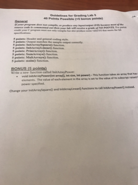 instructions given by your TA SUBMIT ONLY the c file (no a.out