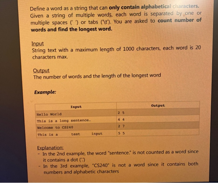  write a program in C Define a word as a string