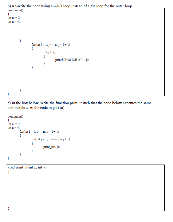 C code void main int ma 2 int n 34; for int