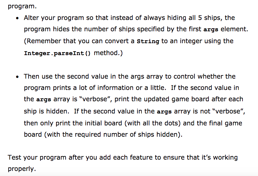 stored in the args array is "verbose". However, I need it to