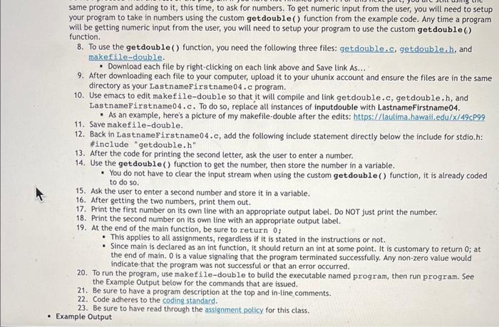 UH UNIX/Linux shell. - Work with the input stream, retrieving a single