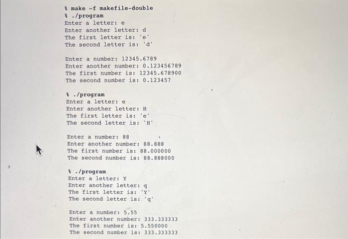 character and number data from the user. - Create a program that