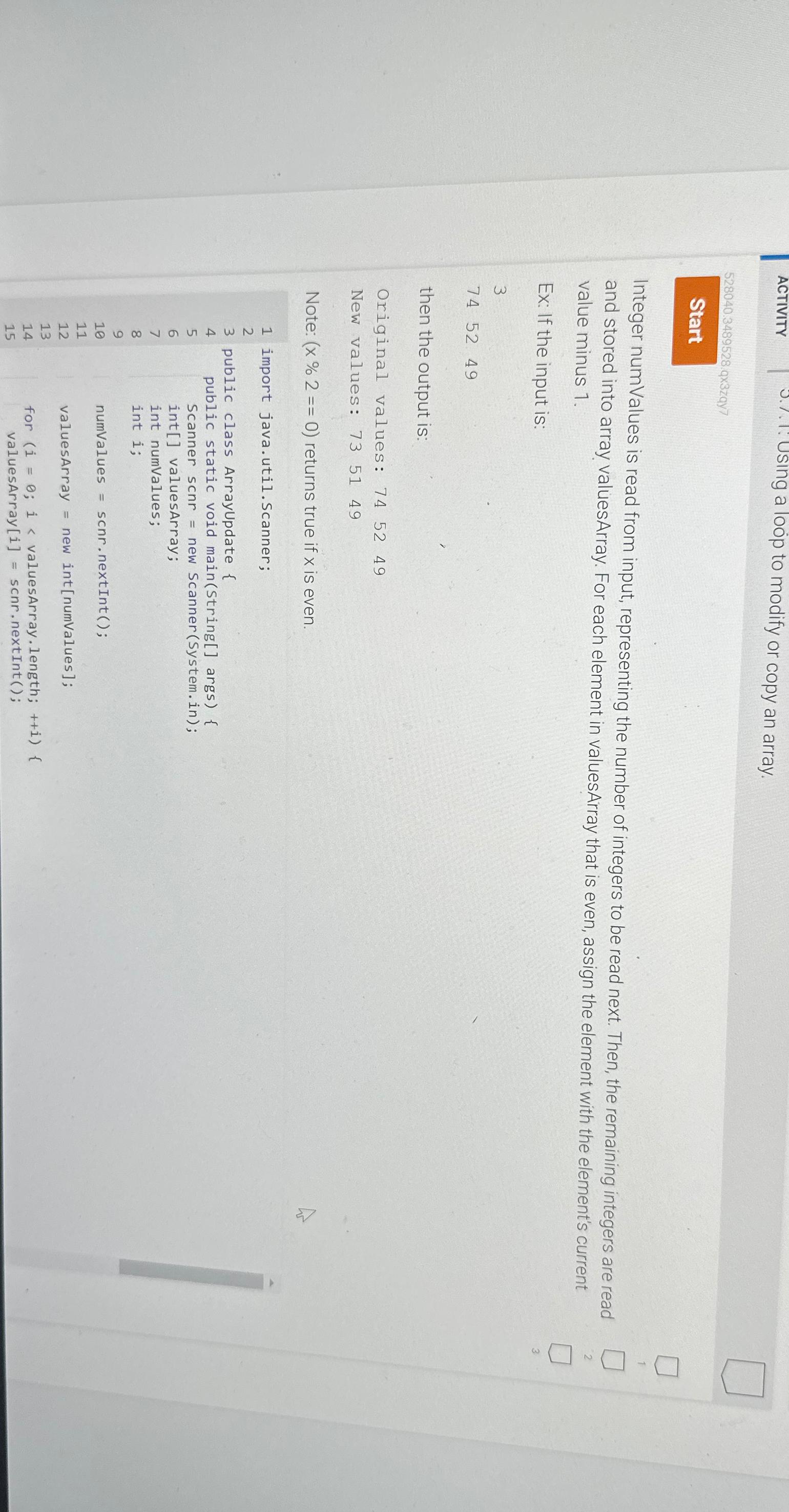  ACTIVITY 5.1.1. Using a loop to modify or copy an array.