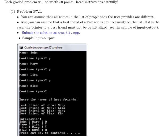  Implement class person with the following fields: - the name -