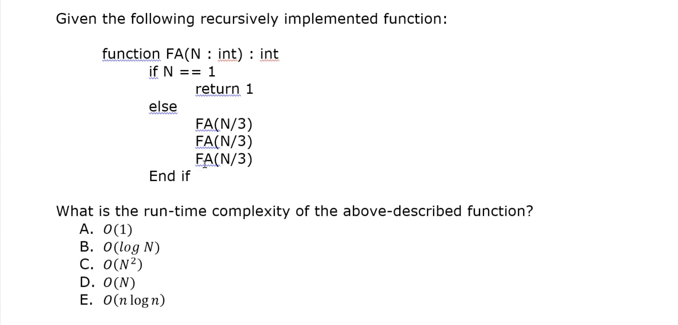  What is the runtime complexity of the problem? 