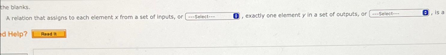  A relation that assigns to each element x from a set