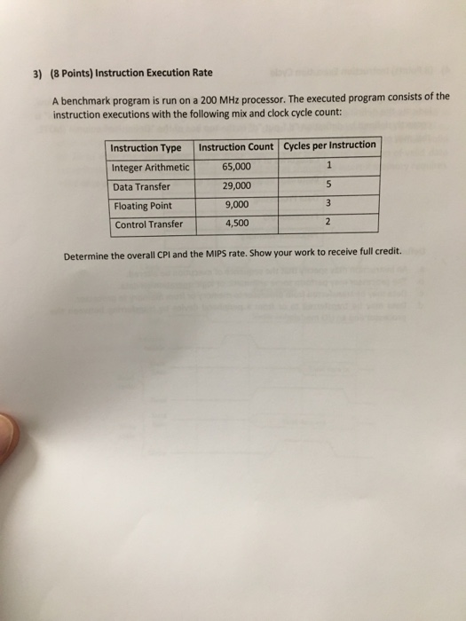  3) (8 Points) Instruction Execution Rate A benchmark program is run