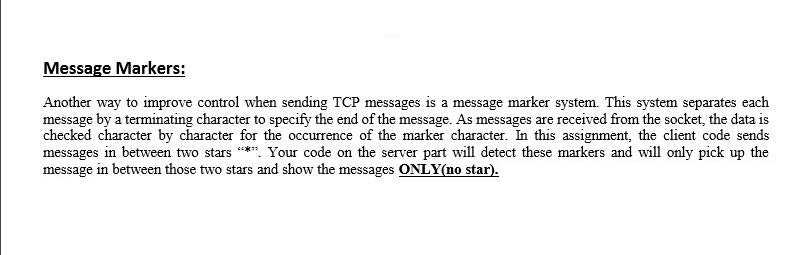 C# Programming!!!! (Client Server Code) Please i need C# code Message Markers: