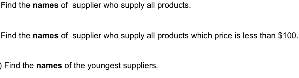price) sid is the key for Supplier pid is the key for
