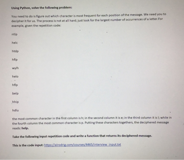 using python. Using Python, solve the following problem: You need to do