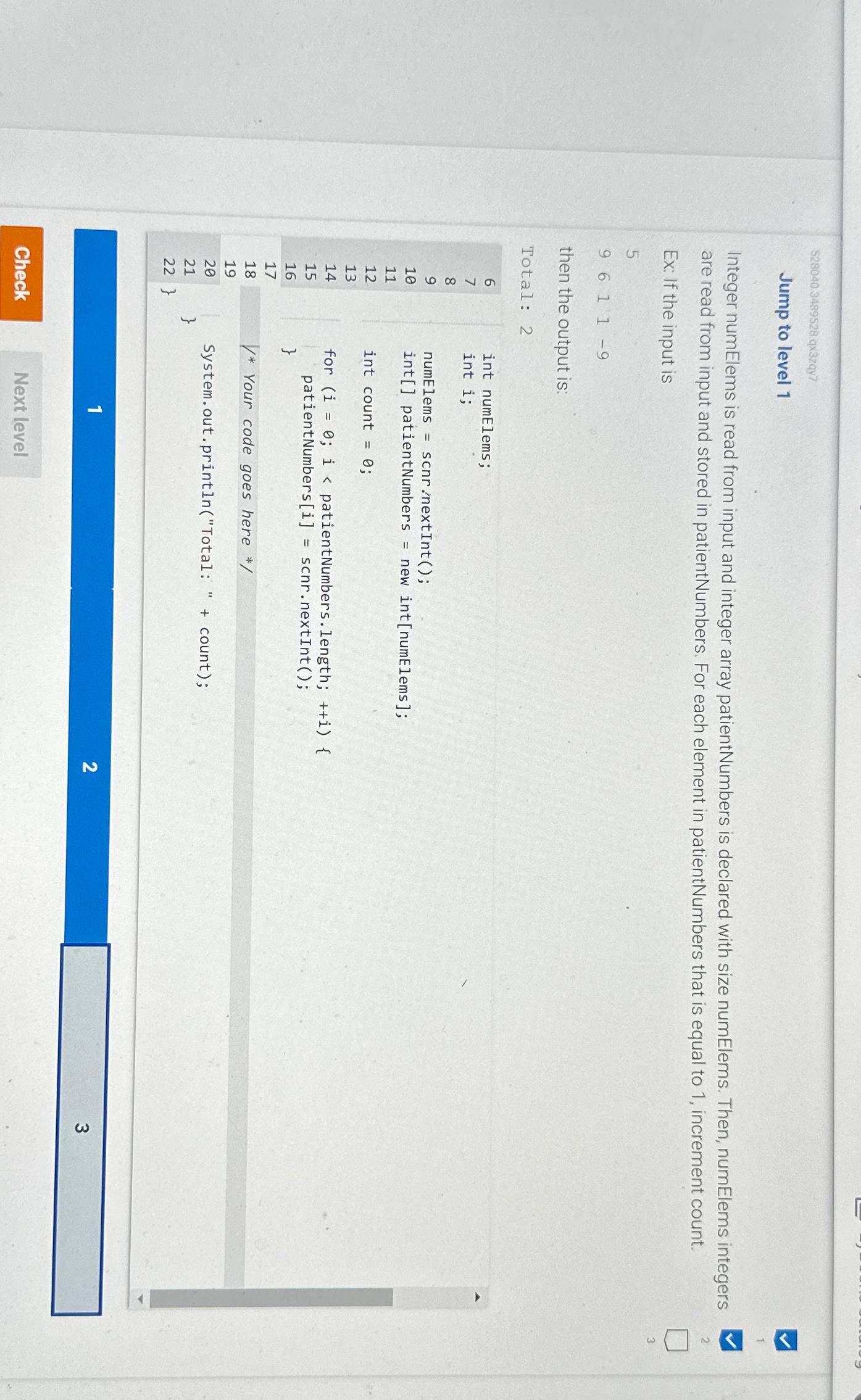  528040.3489528.9379y7 Jump to level 1 Integer numElems is read from input