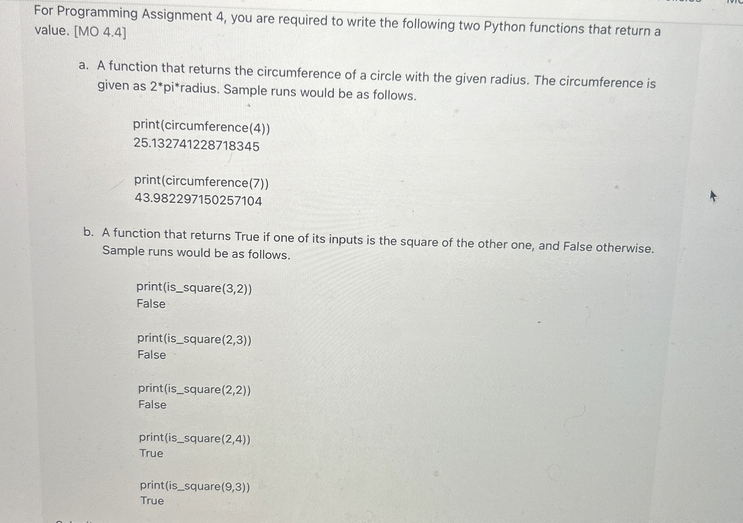  For Programming Assignment 4, you are required to write the following