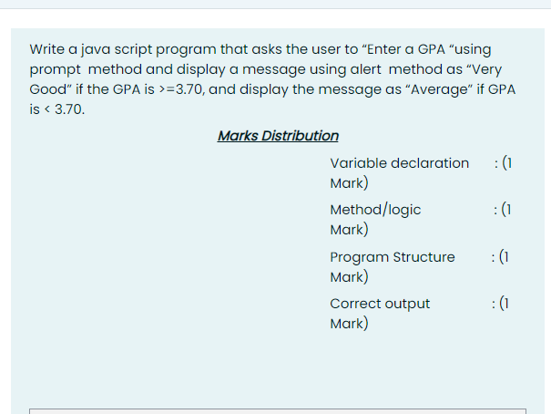 web Write a java script program that asks the user to "Enter