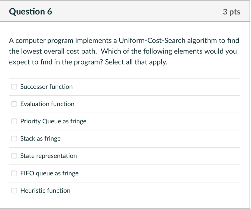 A computer program implements a Uniform-Cost-Search algorithm to find the lowest