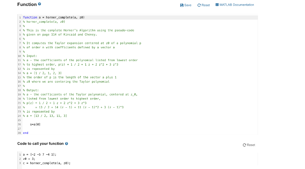 of a polynomial p can be computed using Horner's method. In essence,