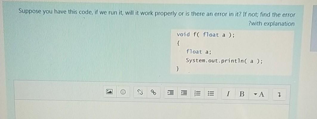 the error with explanation public class Rectangle { float length; float width: